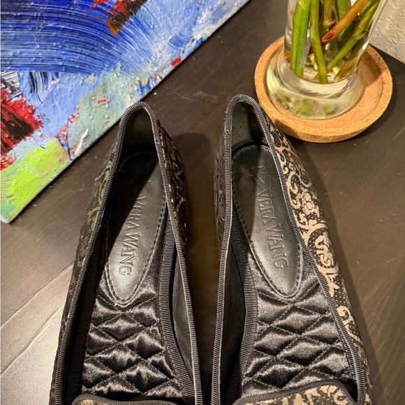 Vera Wang Black and Silver Paisley Flats - Picture 6 of 10